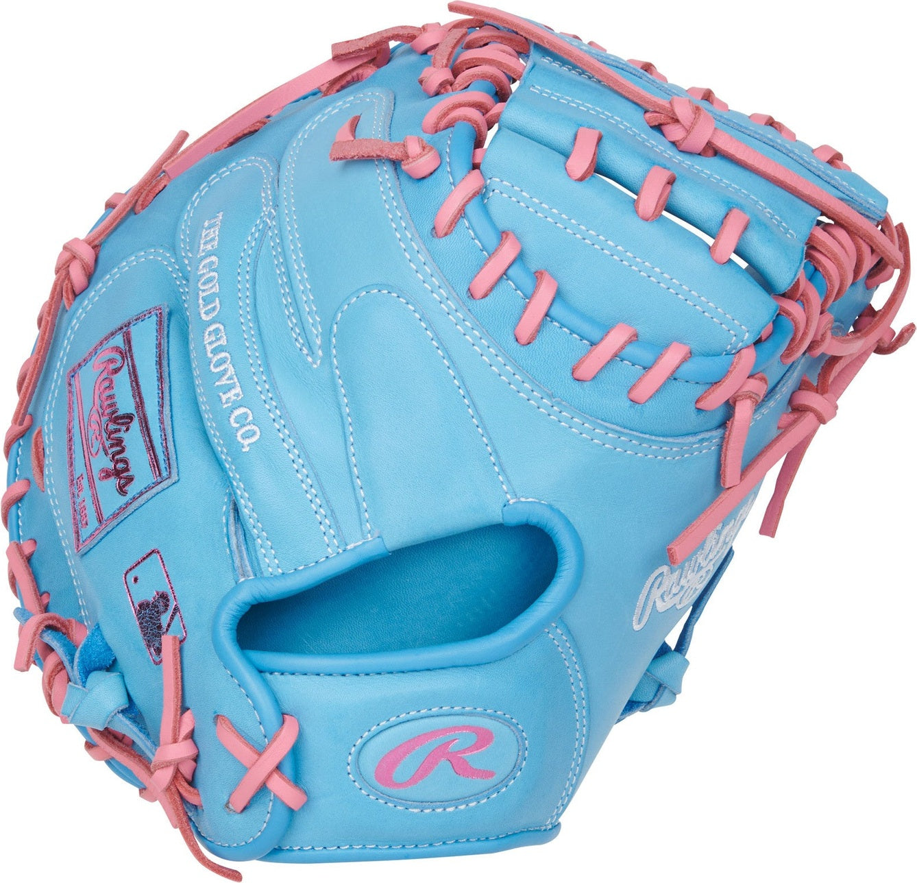 Rawlings Heart of the Hide 33.00" Catcher's Mitt PRORCM33-23CB - Columbia Blue Pink