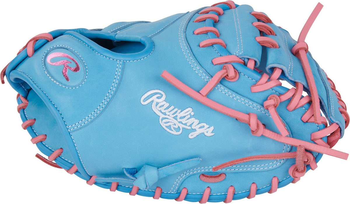 Rawlings Heart of the Hide 33.00&quot; Catcher&#39;s Mitt PRORCM33-23CB - Columbia Blue Pink