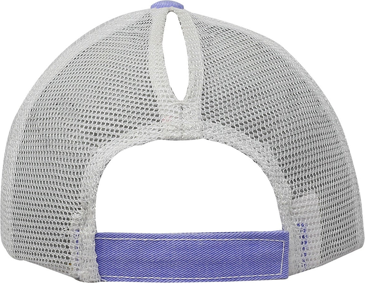 Pt-m Ponytail Distressed Cotton Soft Mesh Back - Lavender-white - Lavender White