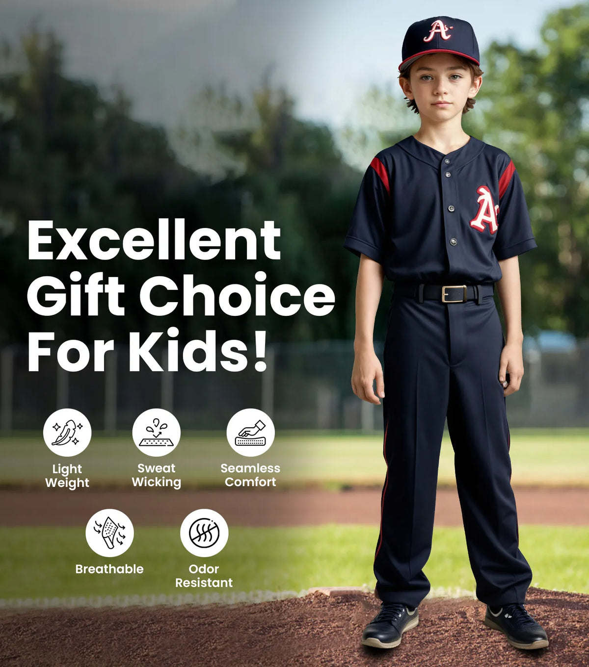 Pull-up Boys Baseball Pants with Adjustable Drawstring Full Length & open bottom (gray)