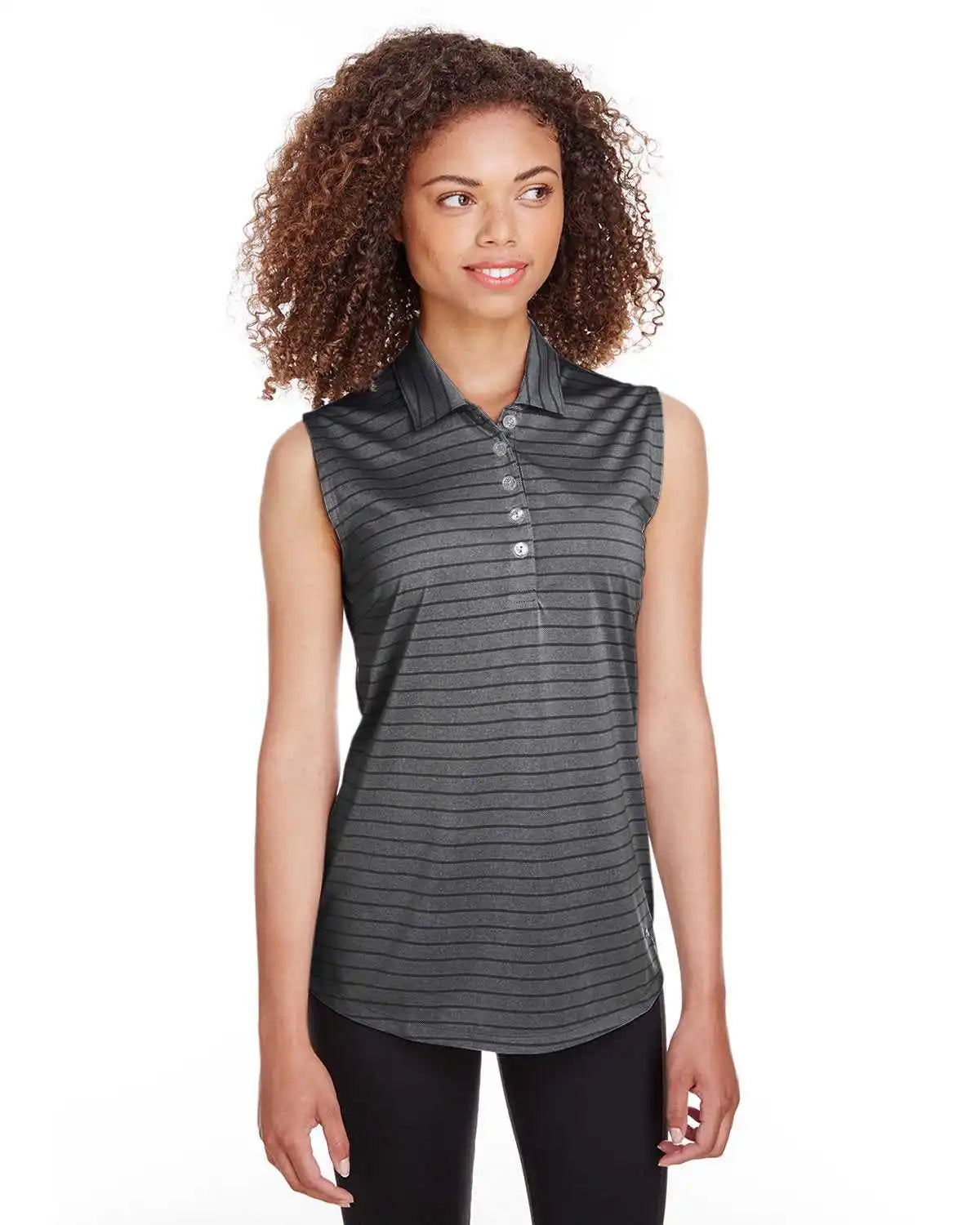 Puma Golf 597222 Ladies’ Rotation Stripe Sleeveless Polo - Black - Ladies Xs