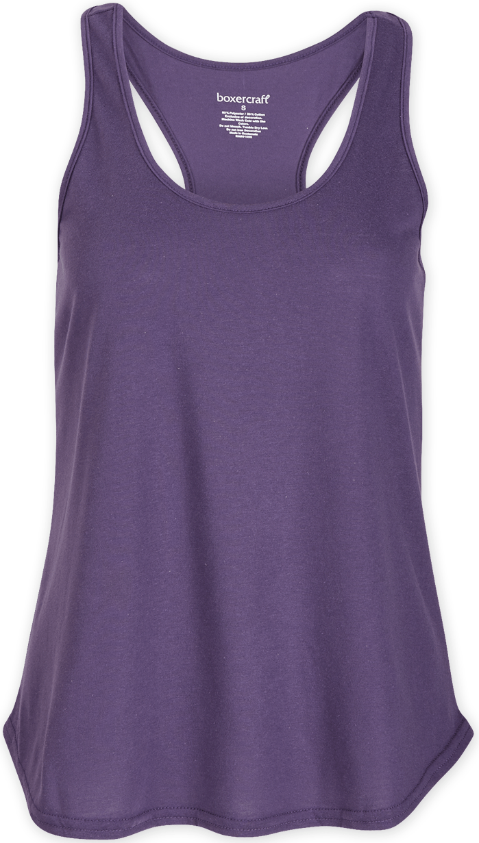 PURPLE BOXERCRAFT ESSENTIAL RACERBACK TANK T90  grouped