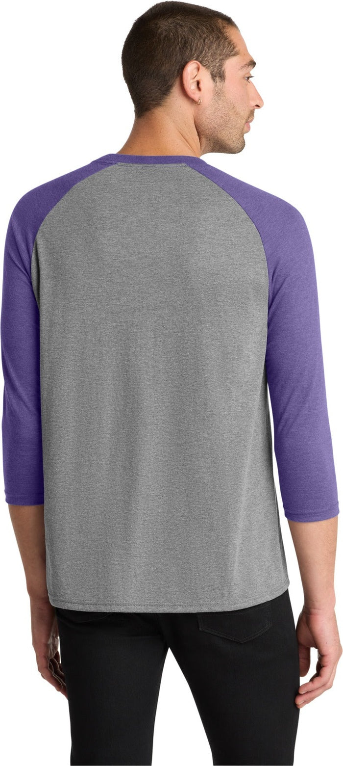 Purple Fr/Gy F District Perfect Tri 3/4-Sleeve Raglan. DM136