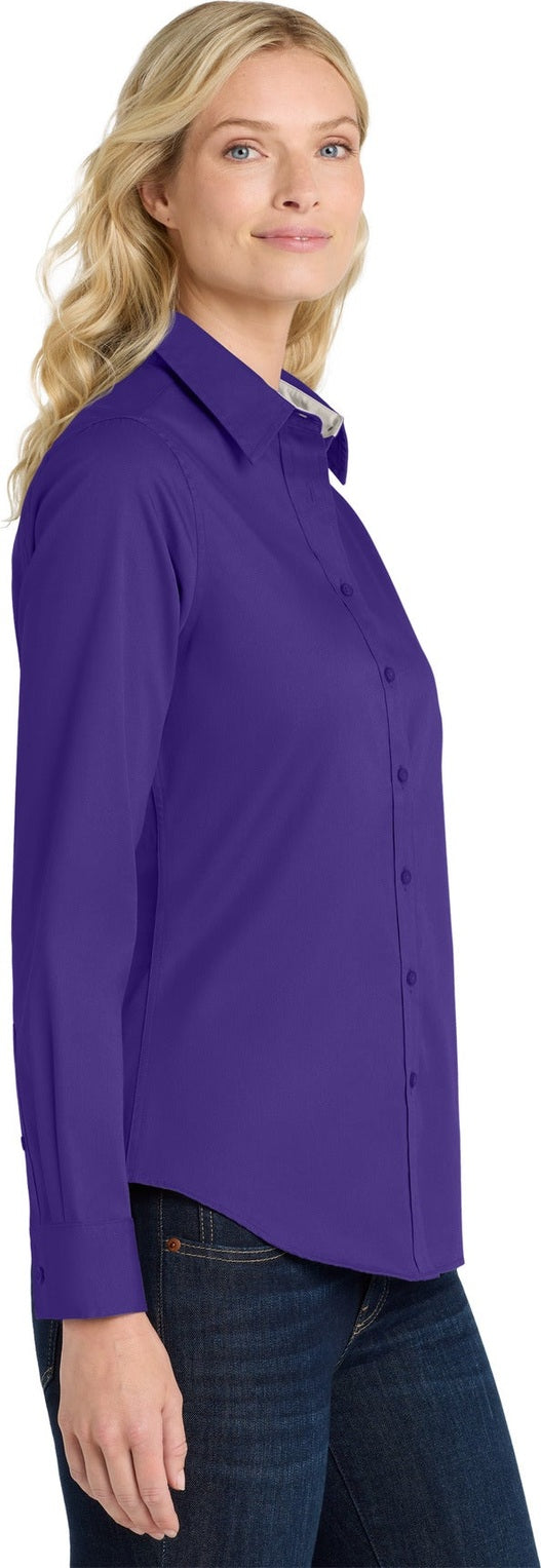 Purple Port Authority Women's Long Sleeve Easy Care Shirt. L608