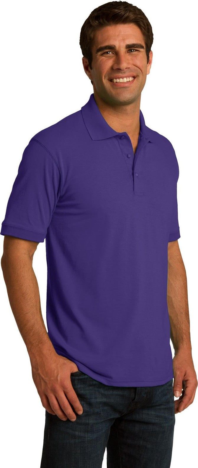 Purple Port & Co Core Blend Jersey Knit Polo. KP55