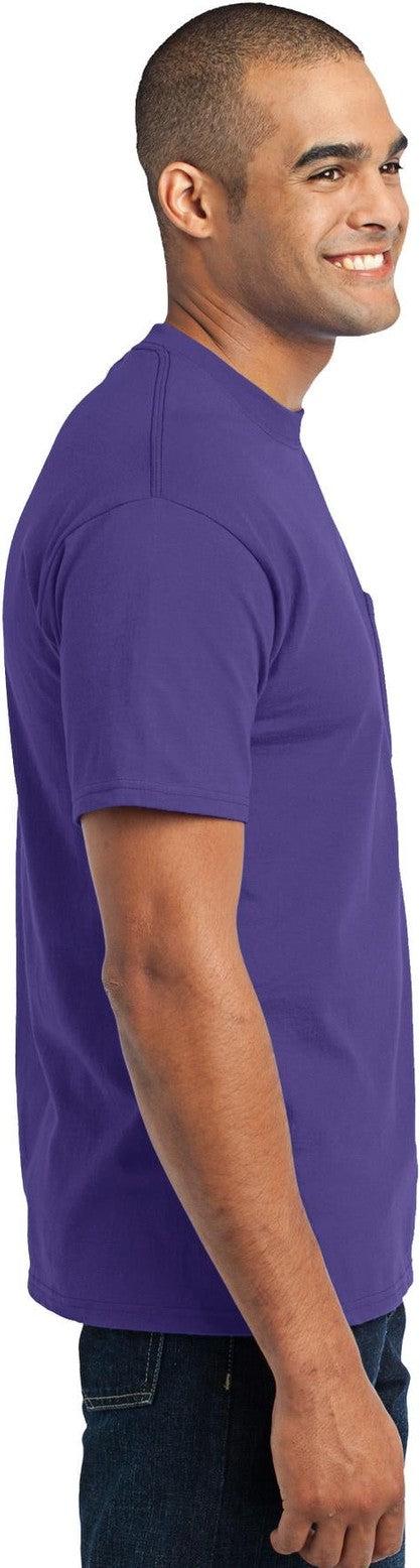 Purple Port & Co Core Blend Pocket Tee. PC55P