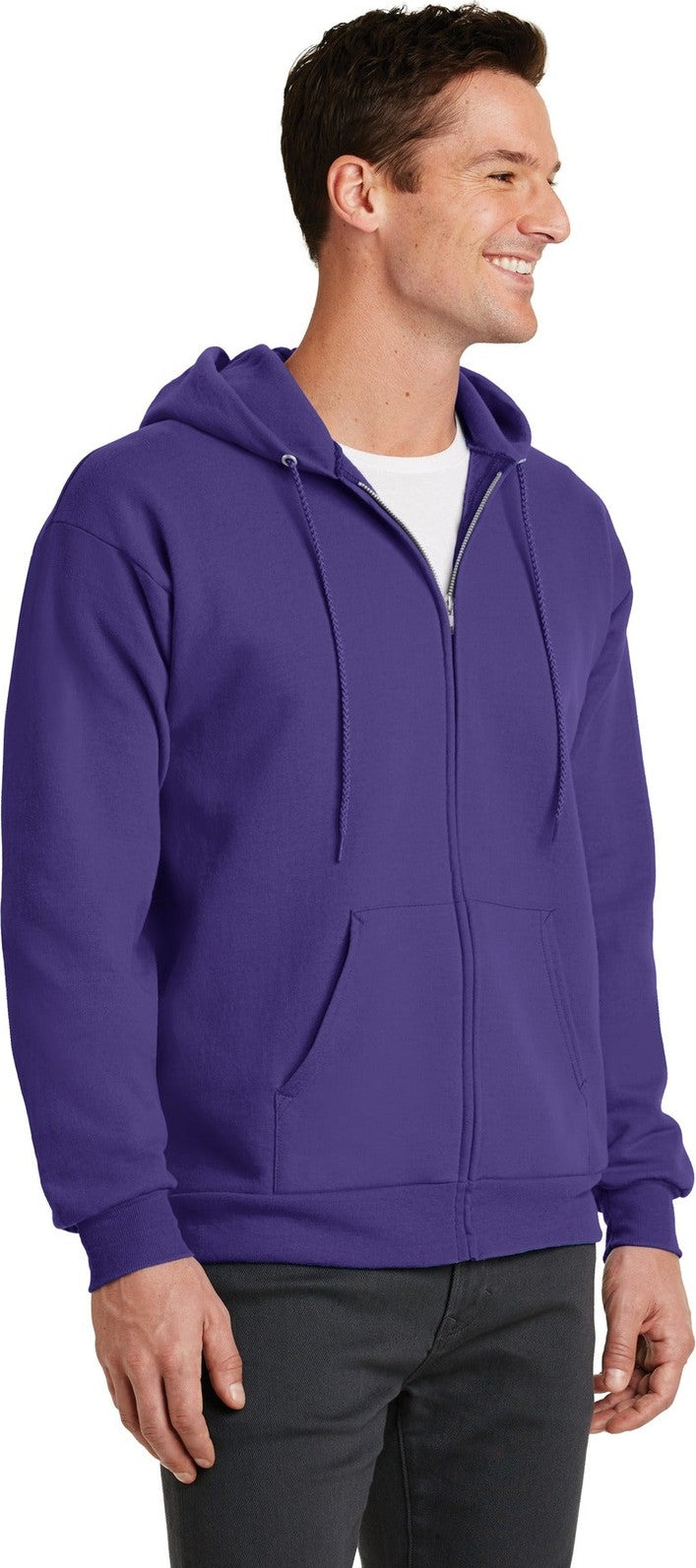 Purple Port & Co Core Fleece Full-Zip Hooded Sweatshirt. PC78ZH