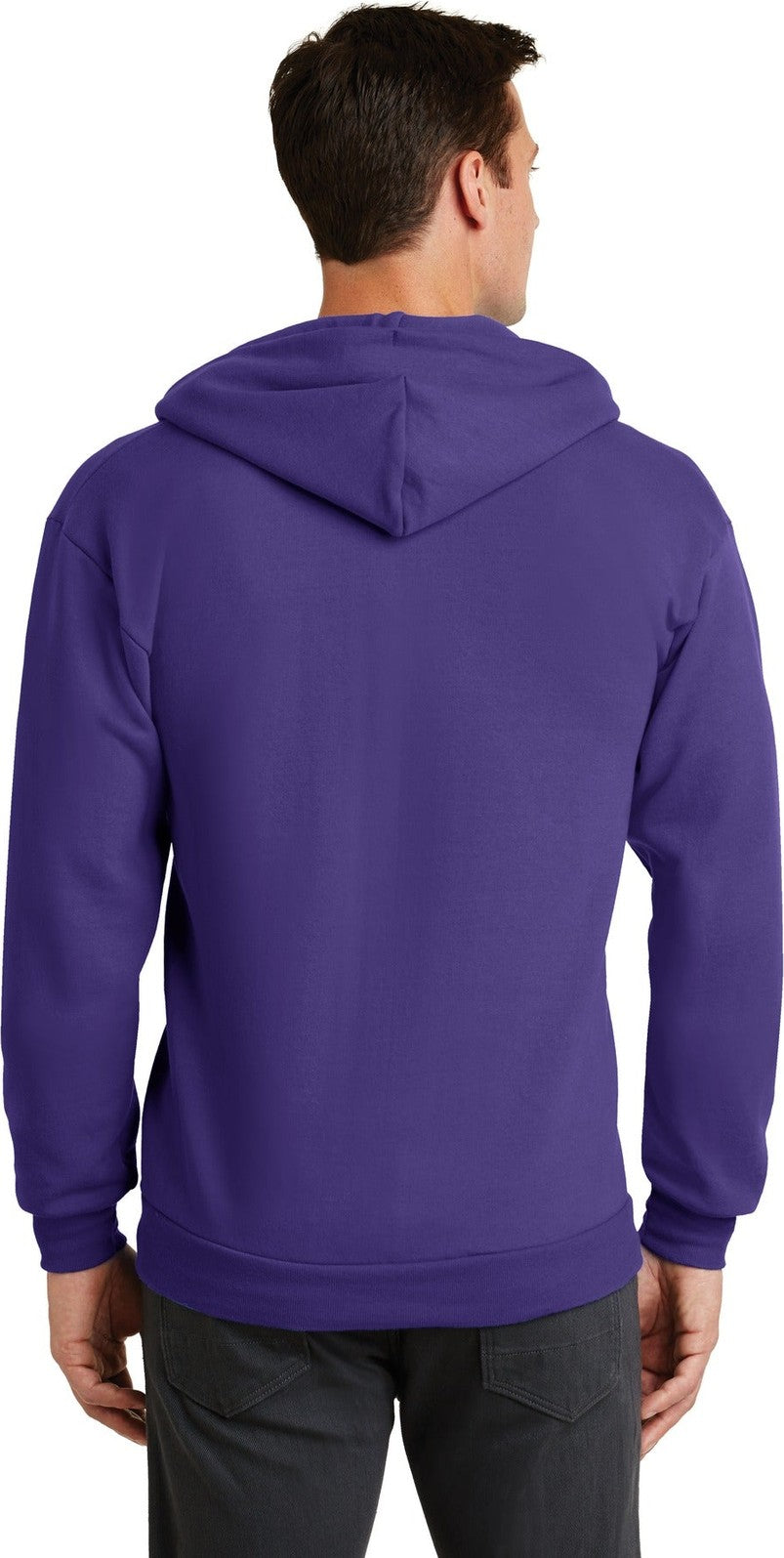 Purple Port & Co Core Fleece Full-Zip Hooded Sweatshirt. PC78ZH