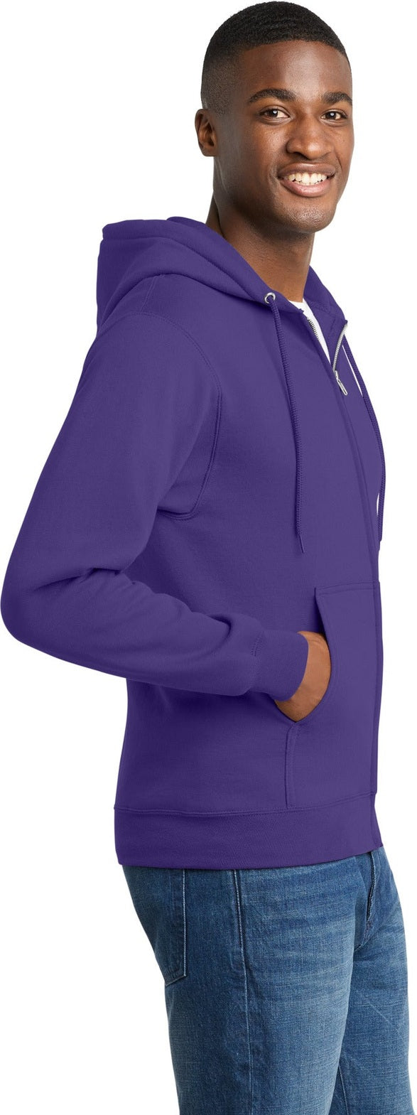 Purple Port & Co Core Fleece Full-Zip Hooded Sweatshirt. PC78ZH