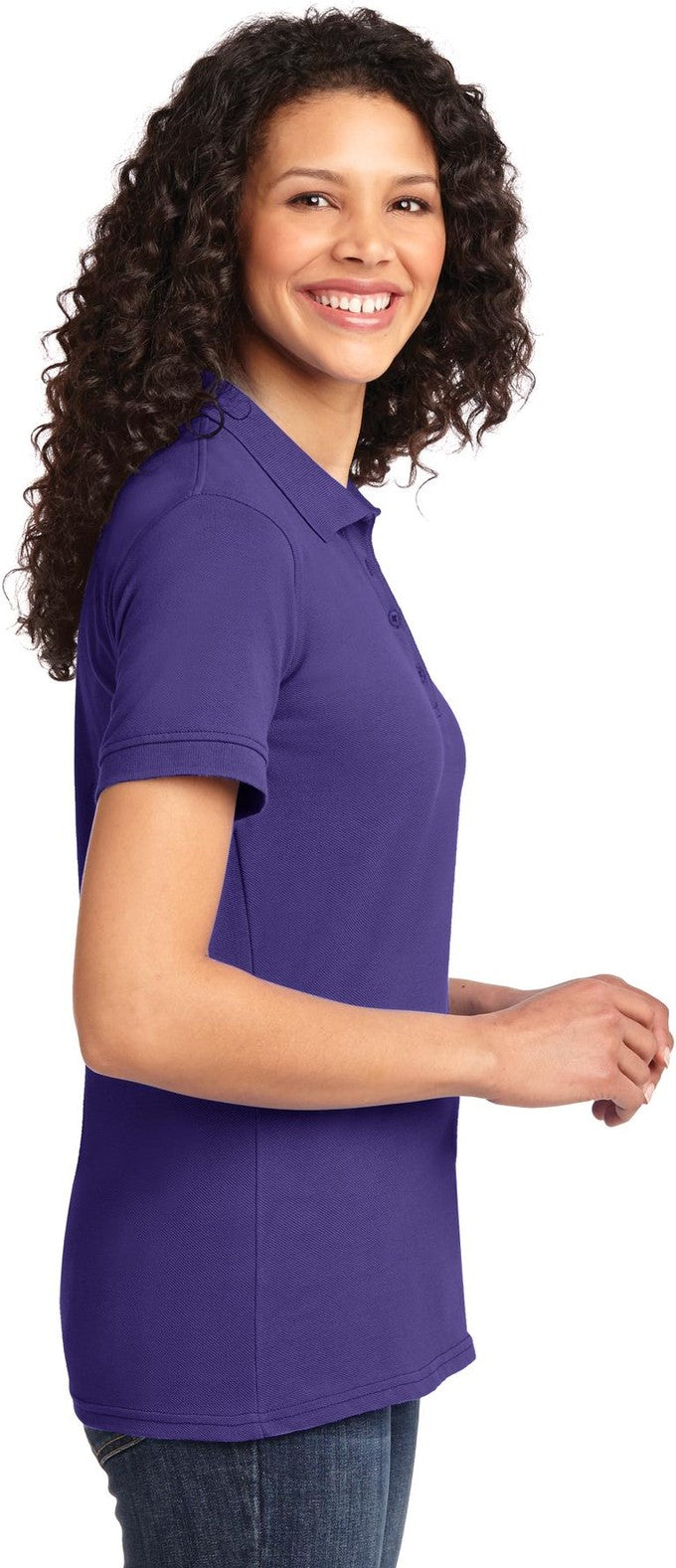 Purple Port & Co Women's Core Blend Pique Polo. LKP155