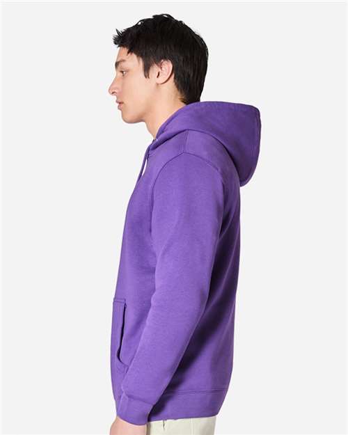 Rear View of Purple Premium Pullover Hooded Sweatshirt - LS14001