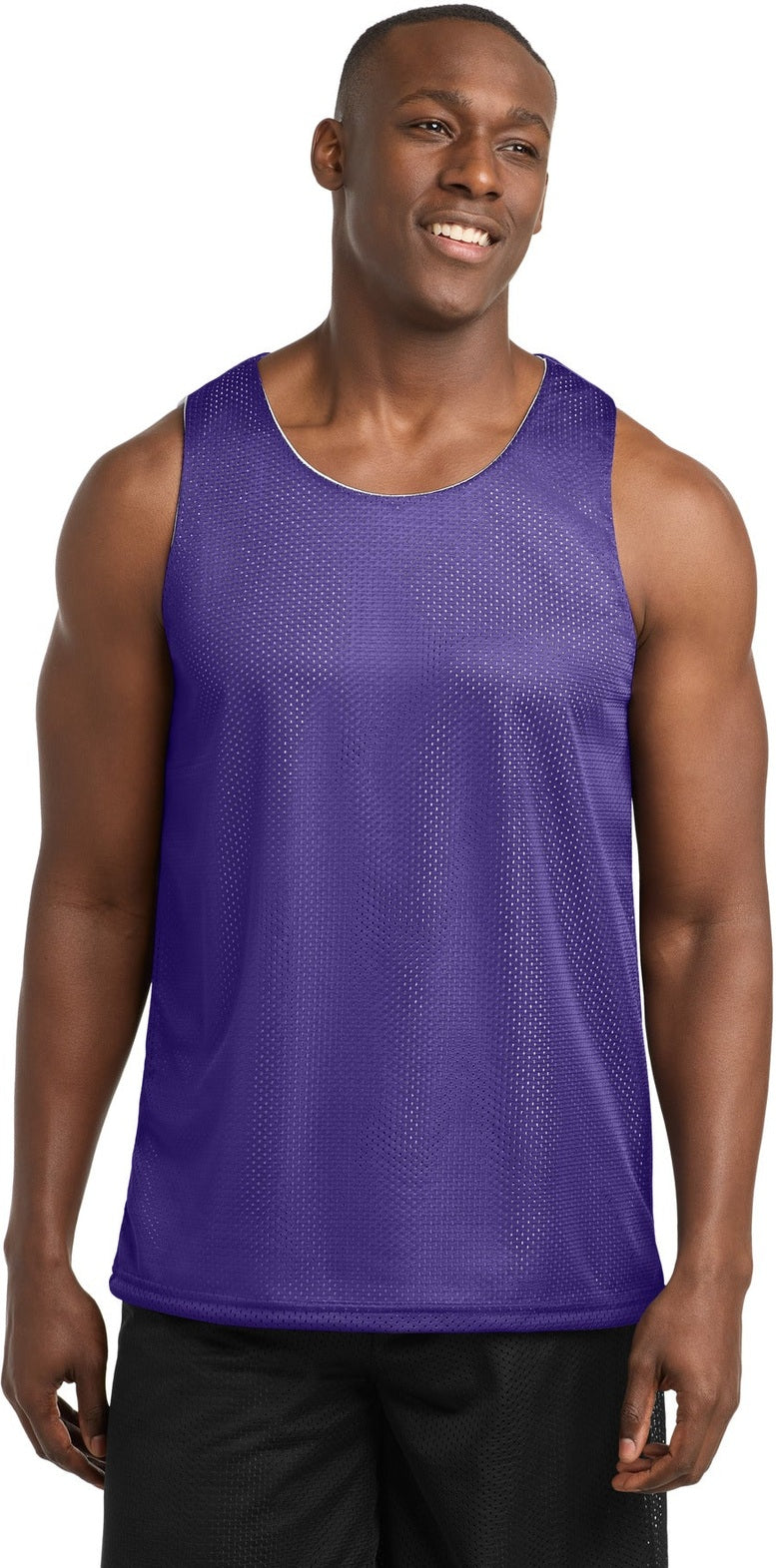 Purple/Wh Sport-Tek PosiCharge Classic Mesh Reversible Tank. ST500