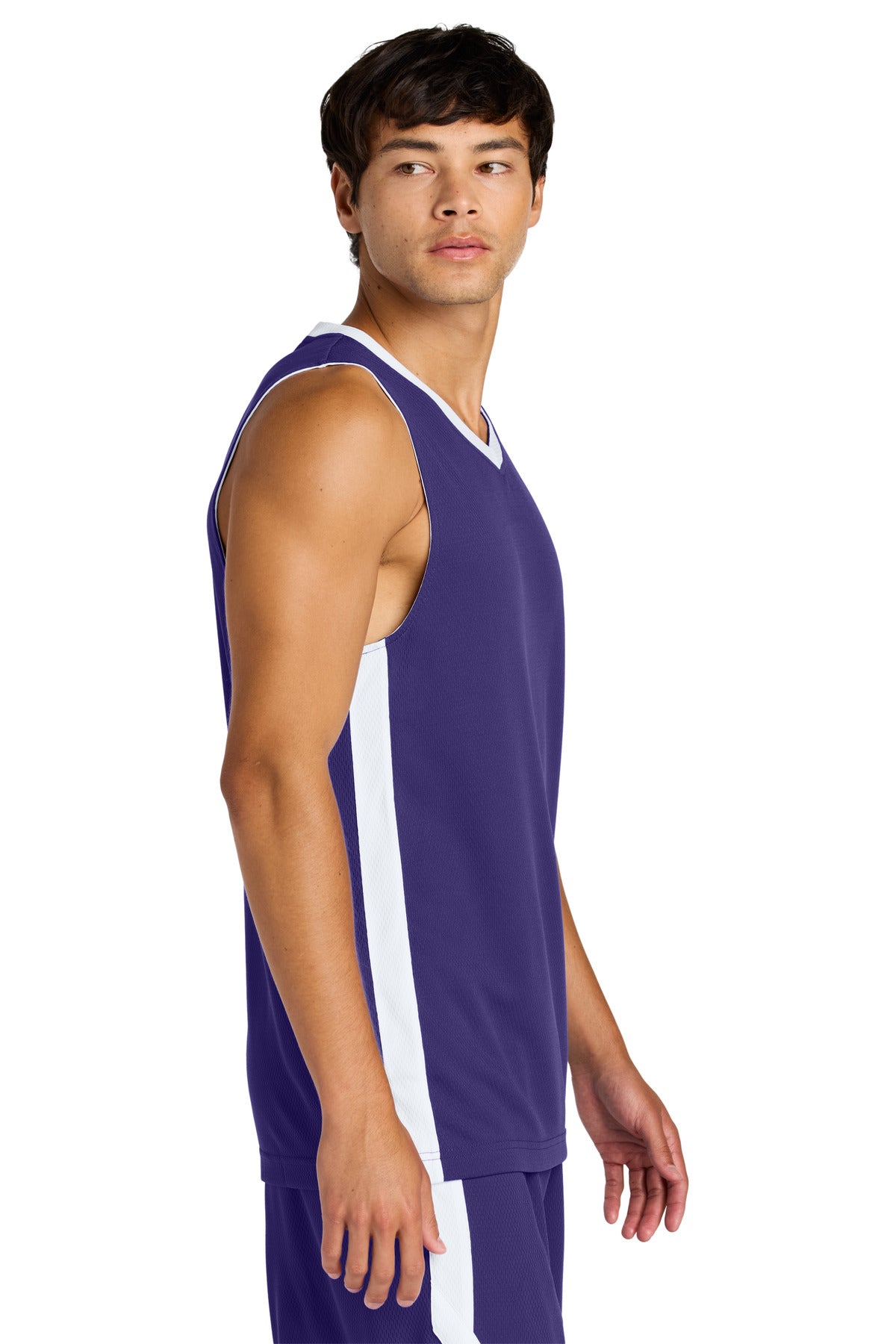 Purple/Wh Sport-Tek Rival Basketball Rev Jersey ST900