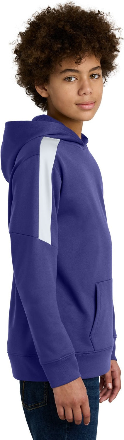 Purple/Wh Sport-Tek Youth Sport-Wick Fleece United Pullover Hoodie YST255