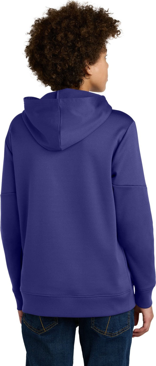 Purple/Wh Sport-Tek Youth Sport-Wick Fleece United Pullover Hoodie YST255