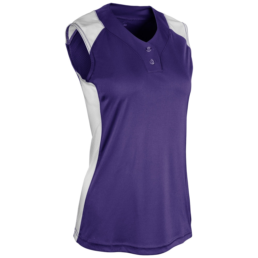 PURPLE,WHITE Infinite 2-Button Sleeveless Jersey