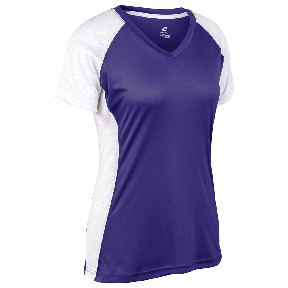 PURPLE,WHITE Infinite V-Neck Short Sleeve Jersey