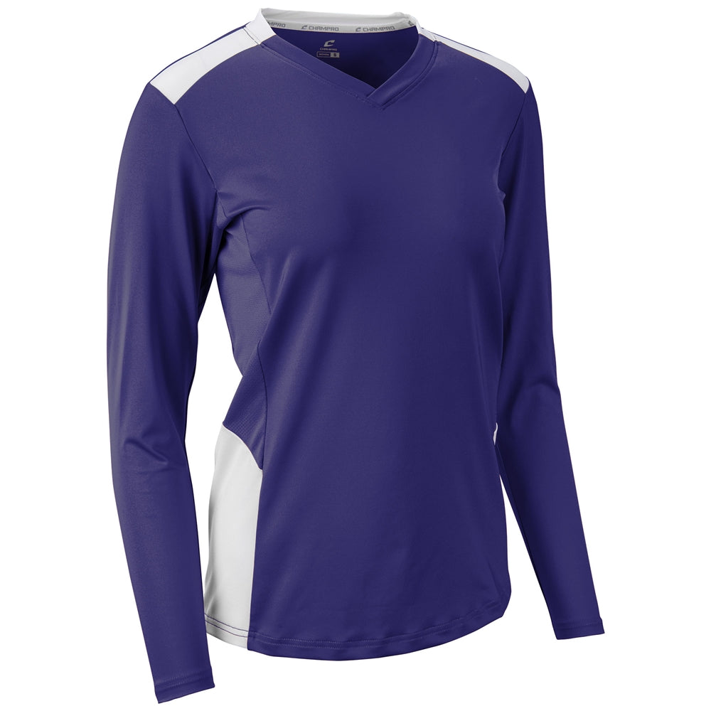 PURPLE,WHITE Rally Long Sleeve Volleyball Jersey