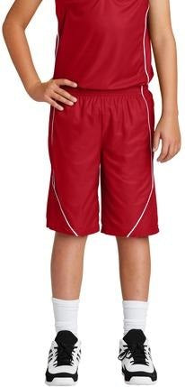 Purple/White Sport-Tek Youth PosiCharge Mesh Reversible Spliced Short. YT565