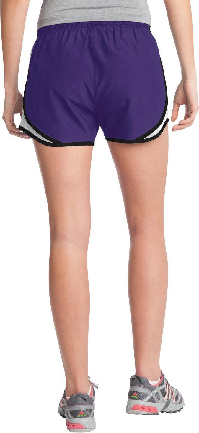 Purple/Wht/Blk Sport-Tek Women's Cadence Short. LST304