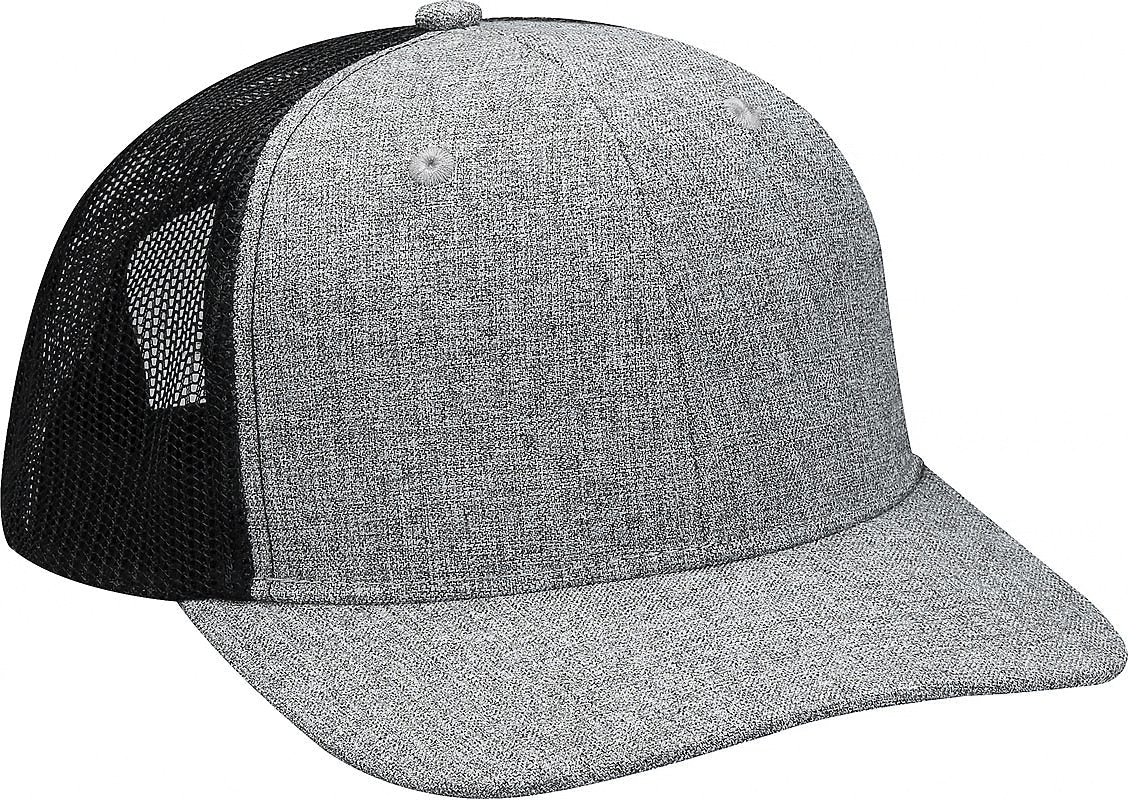 Adams Headwear PV102 Heather Woven/Soft Mesh Trucker Style Cap - Charcoal  Black