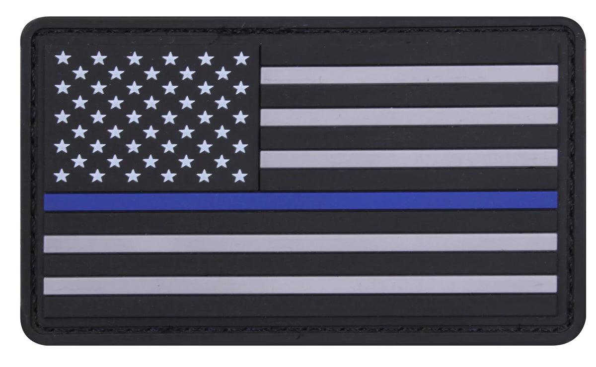 Pvc Thin Blue Line Flag Patch - Hook Back