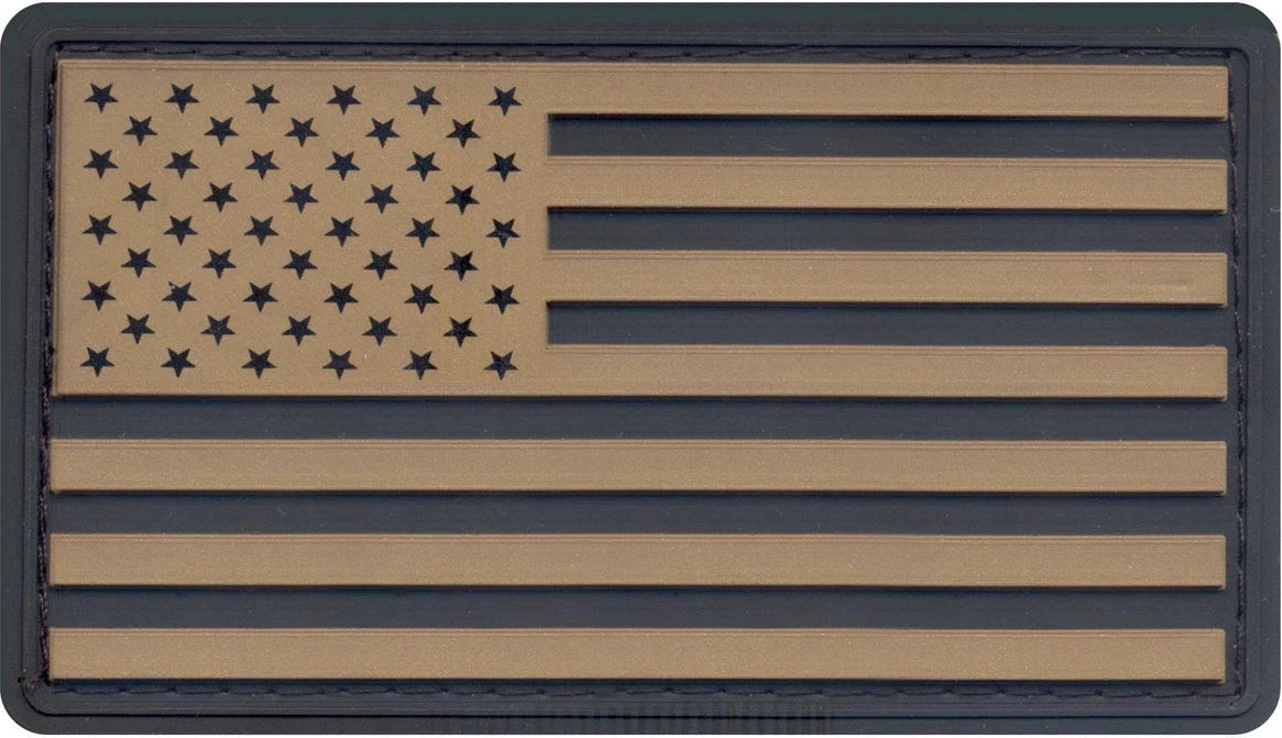 Pvc us Flag Patch with Hook Back - Black / Khaki / Bulk Packaging