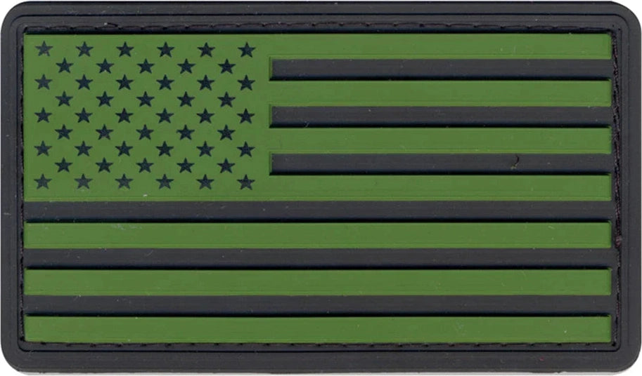 Pvc us Flag Patch with Hook Back - Black / Olive Drab / Bulk Packaging