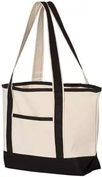 Q Tees Q125800 20l Small Deluxe Tote Natural Black / one Size Fits Most