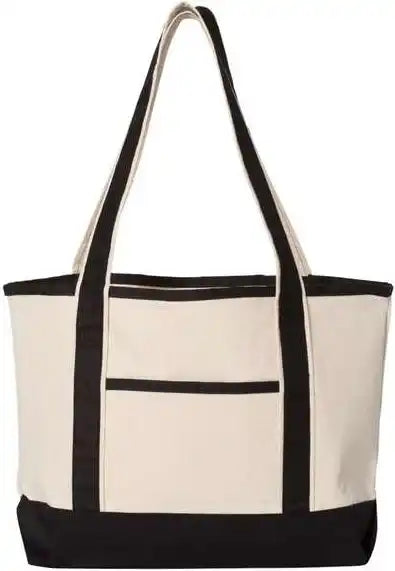 Q Tees Q125800 20l Small Deluxe Tote Natural Black / one Size Fits Most