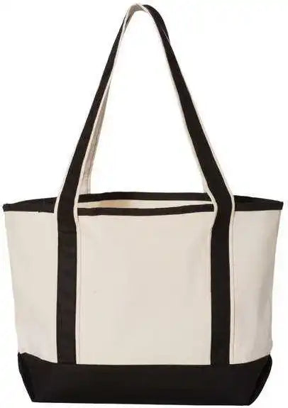 Q Tees Q125800 20l Small Deluxe Tote Natural Black / one Size Fits Most