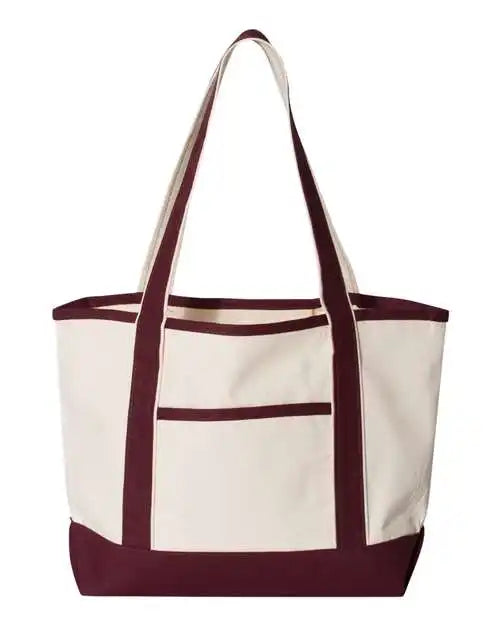 Q-tees Q125800 20l Small Deluxe Tote - Natural Maroon - one Size Fits Most