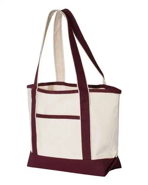 Q-tees Q125800 20l Small Deluxe Tote - Natural Maroon - one Size Fits Most