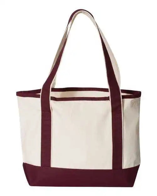 Q-tees Q125800 20l Small Deluxe Tote - Natural Maroon - one Size Fits Most