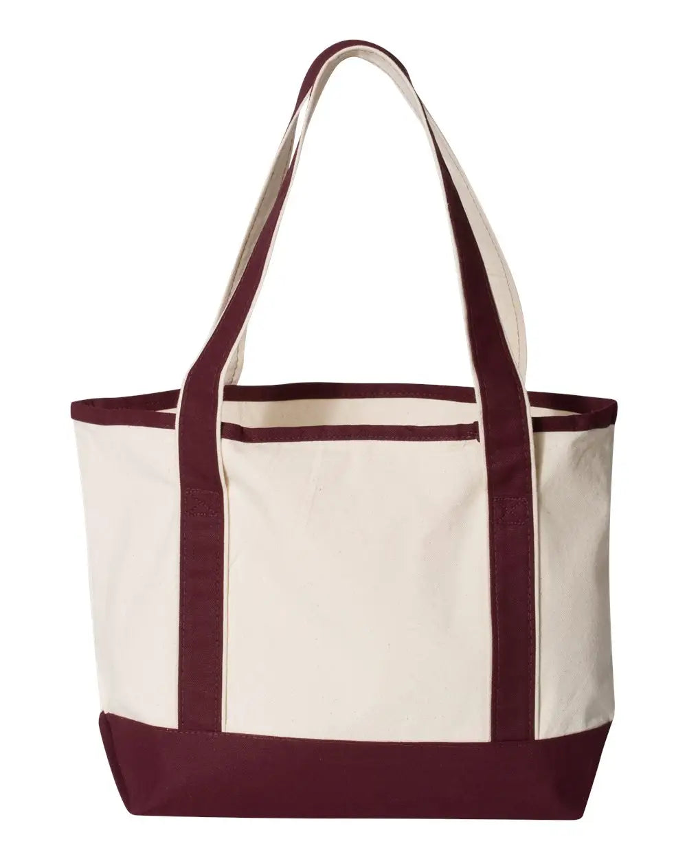 Q-tees Q125800 20l Small Deluxe Tote - Natural Maroon - one Size Fits Most