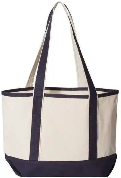 Q Tees Q125800 20l Small Deluxe Tote Natural Navy Ivory / one Size Fits Most