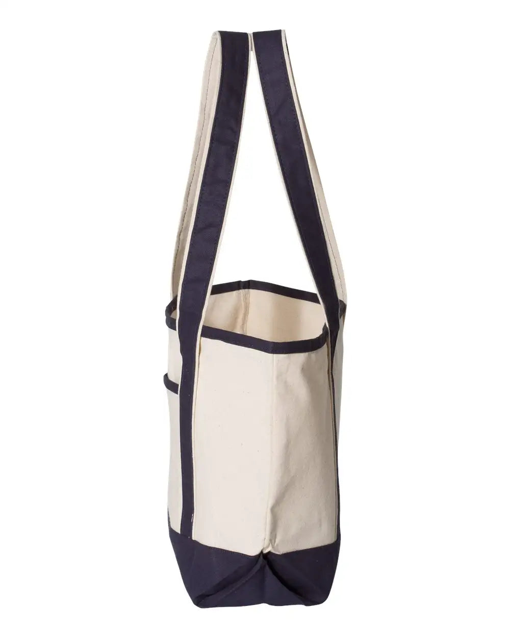 Q-tees Q125800 20l Small Deluxe Tote - Natural Navy - Ivory / one Size Fits Most