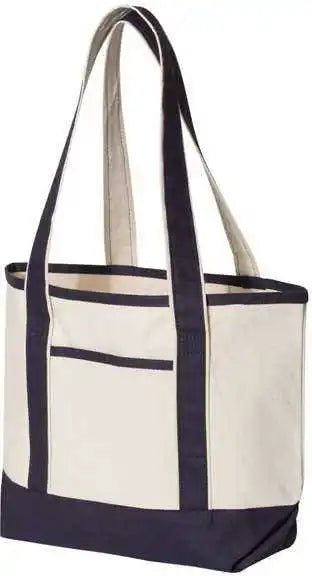 Q Tees Q125800 20l Small Deluxe Tote Natural Navy Ivory / one Size Fits Most