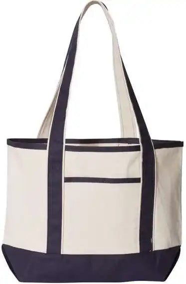 Q Tees Q125800 20l Small Deluxe Tote Natural Navy Ivory / one Size Fits Most