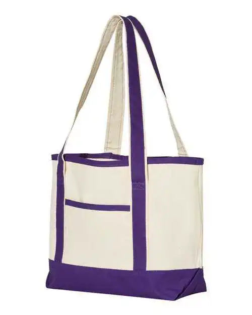 Q-tees Q125800 20l Small Deluxe Tote - Natural Purple - one Size Fits Most