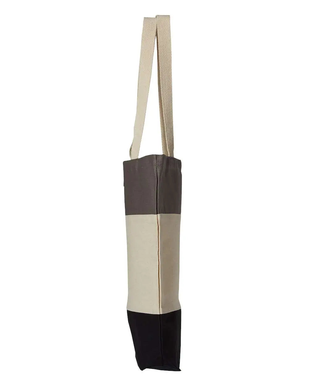 Q-tees Q125900 11l Tri-color Tote - Black Natural Light Grey - Gray / one Size Fits Most