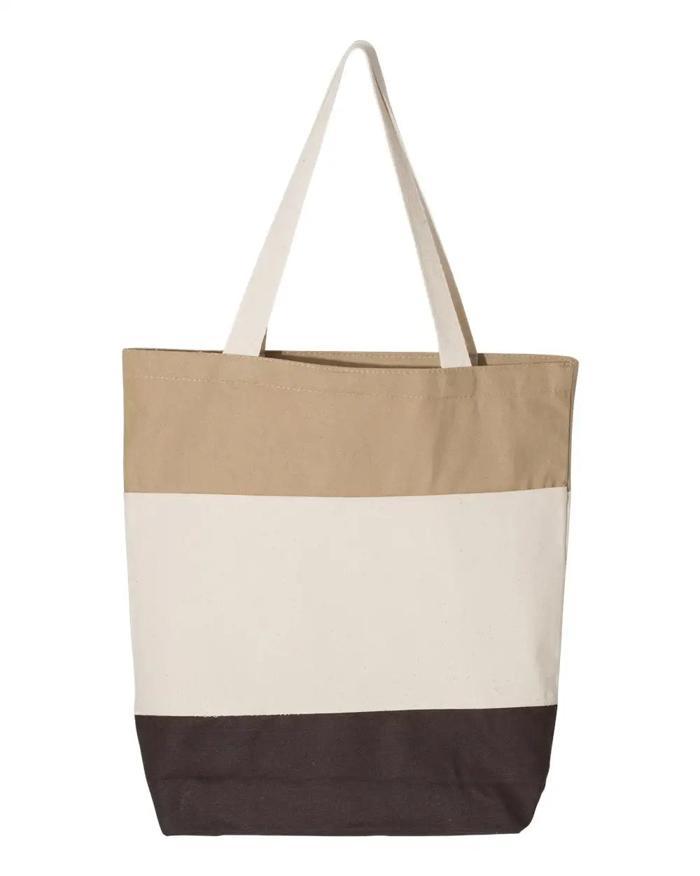 Q-tees Q125900 11l Tri-color Tote - Chocolate Natural Khaki - Coffee / one Size Fits Most