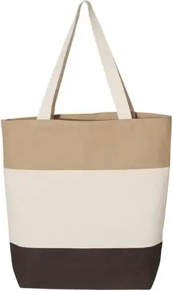 Q-tees Q125900 11l Tri-color Tote - Chocolate Natural Khaki - Coffee / one Size Fits Most