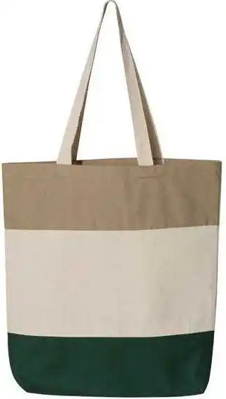 Q-tees Q125900 11l Tri-color Tote - Forest Natural Khaki - one Size Fits Most