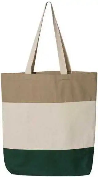 Q-tees Q125900 11l Tri-color Tote - Forest Natural Khaki - one Size Fits Most