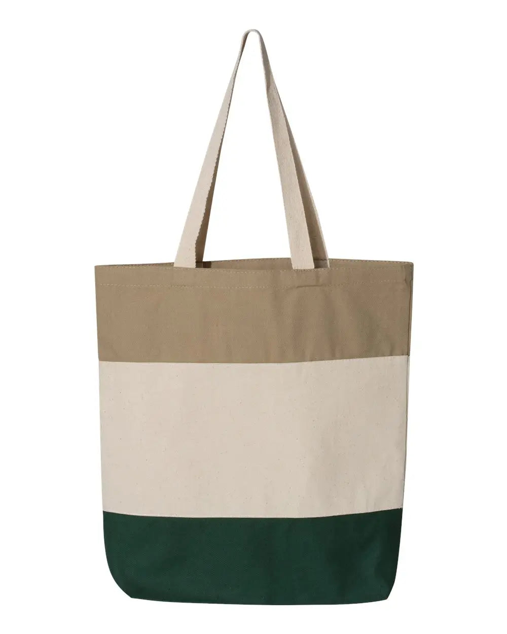 Q-tees Q125900 11l Tri-color Tote - Forest Natural Khaki