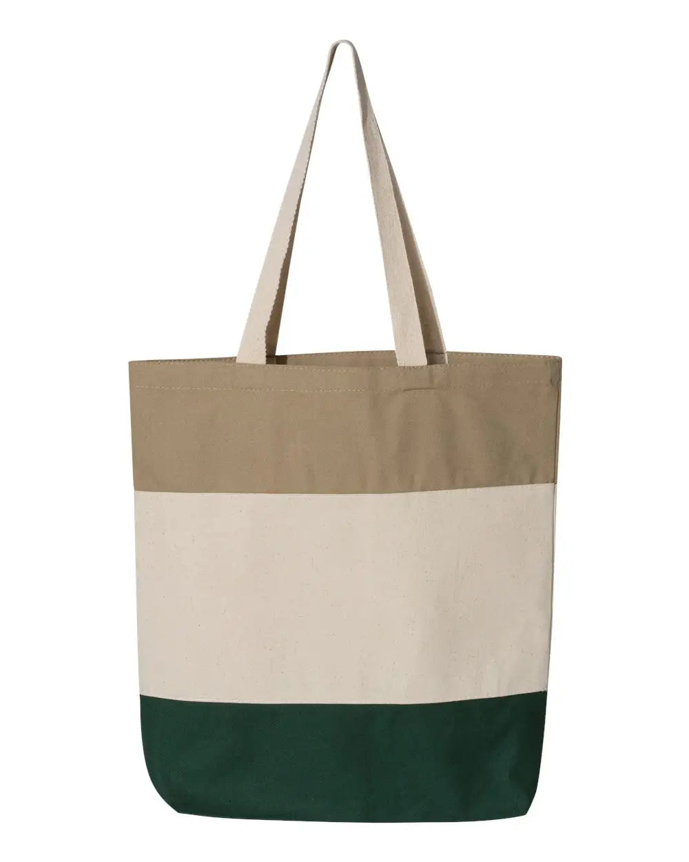 Q-tees Q125900 11l Tri-color Tote - Forest Natural Khaki