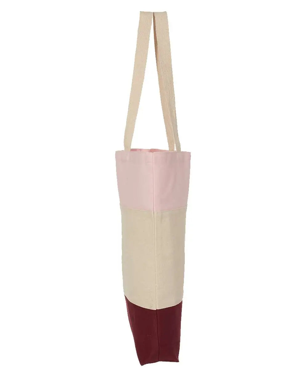 Q-tees Q125900 11l Tri-color Tote - Maroon Natural Light Pink - one Size Fits Most