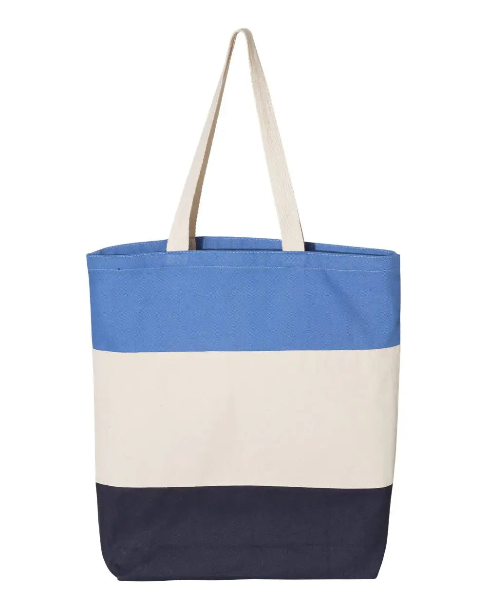 Q-tees Q125900 11l Tri-color Tote - Navy Natural Carolina Blue - Navy/ Natural/ / one Size Fits Most