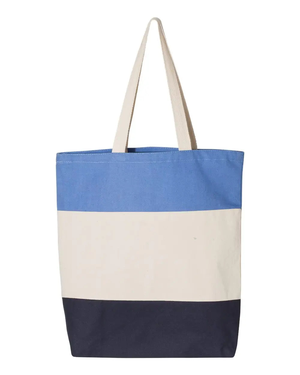 Q-tees Q125900 11l Tri-color Tote - Navy Natural Carolina Blue - Navy/ Natural/ / one Size Fits Most
